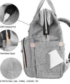 Mokaloo Diaper Bag Backpack, Large Baby Bag, Multi-functional Travel Back Pack, Anti-Water Maternity Nappy Bag Changing Bags (Light Grey) Light Grey 28 71ZZNGbjt2L