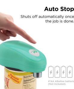 Alternative view of Kitchen Mama One Touch Electric Can Opener: Open with Simple Press of A Button - Auto Stop As Task Completes, Ergonomic, Smooth Edge, Food-Safe, Battery Operated (Teal) Teal Green with White