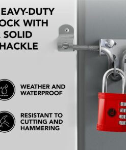 Padlock 4 Digit Combination Lock - for Gym School Locker, Outdoor Gate, Shed, Fence, and Storage - Weatherproof Metal - Keyless, Easy to Set, Resettable - Red 23 71ZZlVHSblL