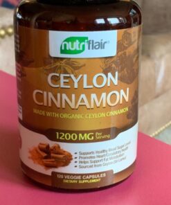 NutriFlair Organic Ceylon Cinnamon (100% Certified ) 1200mg per Serving, 120 Capsules - Joints, Inflammatory, Antioxidant, Glucose Metabolism Support- 120 Count (Pack of 1) 120 Count (Pack of 1) 32 71ZZwJiImlL