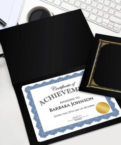 Geographics Optima Blue Blank Award Certificate Paper with Gold Foil Seals, 8.5 x 11, Seal 1.75" (Pack of 25) 11 71Zack8nysL