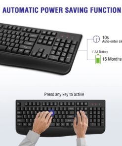 Loigys Wireless Keyboard, 2.4G Full-Sized Ergonomic Wireless Computer Keyboard with Wrist Rest for Windows, Mac OS Laptop/PC/Desktop/Notebook (Black) Black 27 71ZaesFBuL