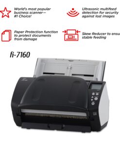 Fujitsu fi-7160 Professional Desktop Color Duplex Document Scanner with Auto Document Feeder (ADF) - Workgroup Series 10 71Zb5ErzJ7L