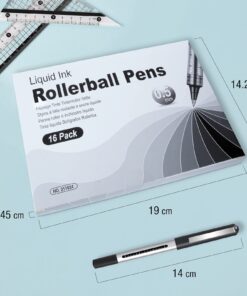 Rollerball Pen Fine Point Pens: 16 Pack 0.5mm Black Gel Liquid Ink Pens Extra Thin Fine Tip Pens, Rolling Ball Point Writing Pens for Note Taking, Signature, Journal, Office/Stationary Supplies 27 71ZbmxKpJhL