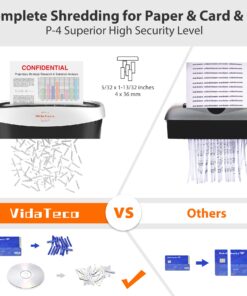 Paper Shredder for Home Office,VidaTeco 10-Sheet Cross-Cut Shredder with US Patented Cutter,Also Shreds Card/CD/Clip,Paper Shredder for Home Use Heavy Duty,Durable with Jam Proof,3.9-Gallon Bin(ETL) 24 71ZcG0 cKzL