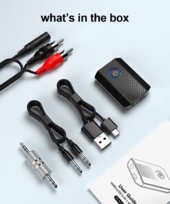 Bluetooth Transmitter Receiver for TV & PC, Bluetooth 5.2 Long Range Audio Transceiver for Home Stereo, Airplane, Dual Link, RCA Cable, aptX Low Latency Black 15 71ZcMENovVL