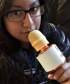 Ankuka Karaoke Microphone for Kids, Bluetooth Karaoke Microphone with LED Lights,Portable 4 in 1 Wireless Microphone Toys Christmas Birthday Gift Home Party Kids Toys for Girls Boys Adults(Rose Gold) Rose Gold 38 71Zce8orBnL