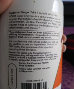 NOW Supplements, Super Enzymes, Formulated with Bromelain, Ox Bile, Pancreatin and Papain,180 Capsules 180 Count (Pack of 1) 34 71ZcsmPe9TL