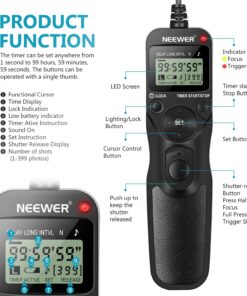 Neewer LCD Timer Shutter Release Remote Control for Canon 700D/T5i, 650D/T4i, 550D/T2i, 500D/T1i, 350D/XT, 400D/XTi, 1000D/XS, 450D/XSi, 60D, 100D, and Pentax Standard Packaging 22 71ZdcvCa DL