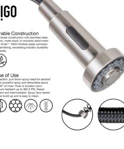 VIGO VG02001ST 19" H Edison Single-Handle with Pull-Down Sprayer Kitchen Faucet in Stainless Steel 29 71ZdlcPzOL