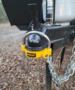 REESE Towpower 72783 Coupler Lock, Adjustable Storage Security, Heavy-Duty Steel, Yellow and Chrome 29 71Zh7 sFS8L