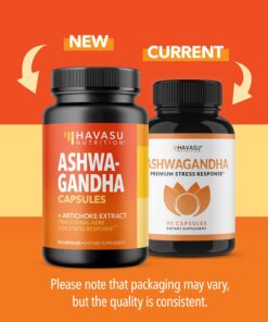 HAVASU NUTRITION Ashwagandha Capsules with Artichoke Extract to Support Stress Response & Mood Support (1000 mg) 22 71ZiFUlZ6CL