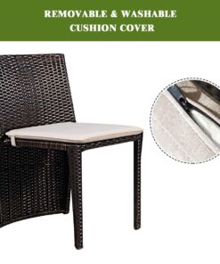 Giantex 3 PCS Cushioned Outdoor Wicker Patio Set Convention Bistro Set Garden Lawn Space Saving Conversation Set Sofa Furniture No Assembly (Brown) Brown 33 71ZiNF4abnL