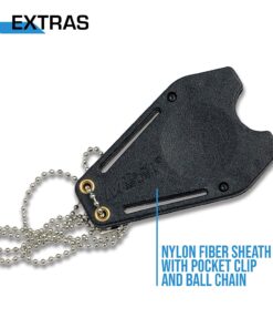 MTech USA – Fixed Neck Knife - Black Blade and Handle, Full Tang, Includes Nylon Fiber Sheath w/ Pocket Clip and Ball Chain - Hunting, Camping, Survival, Tactical, EDC – MT-588BK 24 71ZiNcHXc1S