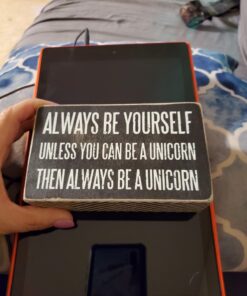 Primitives by Kathy Chevron Trimmed Box Sign,Wood, Paper, 3" x 5", Be A Unicorn 1 20 71ZiRQXpz3L