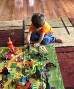 TEMI Dinosaur Toys for Kids 3-5, Realistic Jurassic Dinosaurs Figures with Play Mat & Trees to Create a Dino World Includes T-rex, Triceratops, Velociraptor, Gift for Toddler Boys & Girls 2 3 4 5 6 7 dinosaurs&mat 38 71ZifcYSICL
