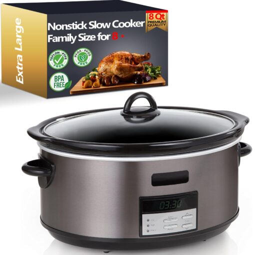 8-Quart Extra Large Slow Cooker - Fit a 6-pound Roast or 8-pound Chicken