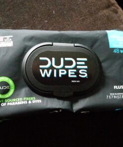 DUDE Wipes - Flushable Wipes Stocking Stuffers - 1 Pack, 48 Wipes - Unscented Extra-Large Adult Wet Wipes - Vitamin-E & Aloe for at-Home Use - Septic and Sewer Safe Fragrance Free 48 Count (Pack of 1) 32 71Zj2ptSYL