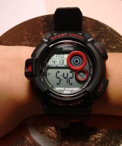 FANMIS Mens Military Multifunction Digital Watches 50M Water Resistant Electronic 7 Color LED Backlight Black Sports Watch red 39 71Zj3psb3yL