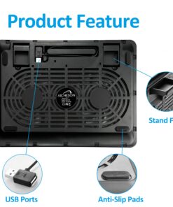 AICHESON Laptop Cooling Pad 2 1000RPM Fans Portable Computer Cooler, Blue LEDs, S007 57 71ZjYE4ZAcL