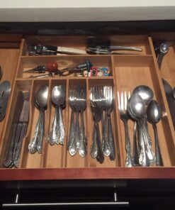 KitchenEdge Premium Silverware, Flatware and Utensil Organizer for Kitchen Drawers, Expandable to 28 Inches Wide, 10 Compartments, 100% Bamboo From 16" to 28" wide Natural Bamboo 31 71ZkxR7lsL