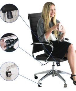 Modway Jive Ribbed High Back Tall Executive Swivel Office Chair With Arms In Black 32 71ZnuRX8S