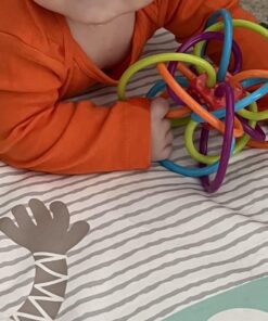 Manhattan Toy Winkel Rattle & Sensory Teether Toy, Blue/Green/Orange, 5 Inch x 4 Inch x 3.5 Inch 23 71ZokQP3ddL