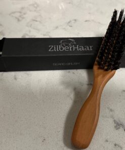 Beard Brush by ZilberHaar - Stiff Boar Bristles - Beard Grooming Brush for Men - Straightens and Promotes beard growth - Works with Beard Oil and Balm to Soften Beard – For beard kits - 6 inches long Brown 6 Inch (Pack of 1) 35 71ZpKYutnvL