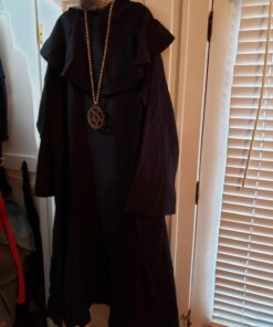 Black Monk's Robe and Hood, Wizard, Sorcerer Mage or Priest Costume, One Size 11 71ZpmlXsb7L