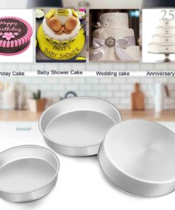 TeamFar Cake Pan, Stainless Steel Round Cake Pan Baking Tier Cake Pans Set, 8'' & 9½'' & 11'', Healthy & Heavy Duty, Mirror Finish & Easy Clean, Dishwasher Safe - 3 Pieces 8" & 9.5" & 11" 13 71ZquZGH3QL