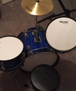 Mendini By Cecilio Drum Set – 3-Piece Kids Drum Set (16"), Includes Bass Drum, Tom, Snare, Drum Throne - Musical Instruments for Age 6-12, Metallic Blue Drum Kit Blue Metallic 16-inch 28 71Zt4f7OKL