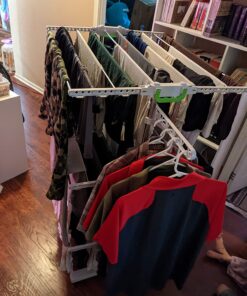 Newerlives BR505 3-Tier Collapsible Clothes Drying Rack with Casters, Laundry Drying Rack, Stainless Steel Hanging Rods, Indoor & Outdoor Use 38 71Zt9zHq XL 1