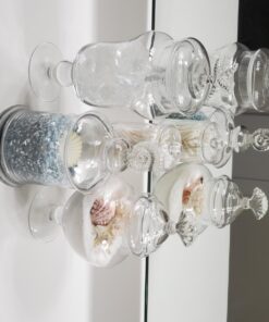 MyGift Clear Glass Apothecary Jars with Lid, Decorative Seashell Design Bathroom Canister, Footed Candy Buffet Containers, Set of 3 40 71ZuBWla7GL