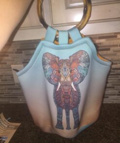 Artovida Artists Collective Lunch Purse | 11 x 15 x 6 Inches Large Reusable Insulated Lunch Tote with Inside Pocket - Design by Monika Strigel (Germany) Elephant - Bamboo Monika Strigel (Germany) - Boho Summer Elephant 37 71ZuiM83BCL