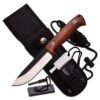 Elk Ridge ER-555 Series Fixed Blade Knife with Survival Kit, 10.5-Inch Overall Brown Pakkawood 13 71Zun2DooL