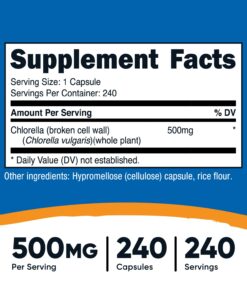 Nutricost Chlorella Capsules 500mg, 240 Vegetarian Capsules - Non-GMO and Gluten Free 240 Count (Pack of 1) 7 71ZuxsrGQPL