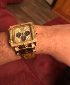 JBW Men's Luxury Phantom 1.00 ctw Diamond Chronograph Wrist Watch with Leather Band Brown/Gold 18 71ZvDtxEK7L