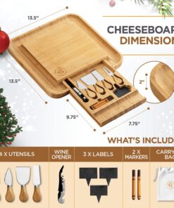 Charcuterie Boards Gift Set - Elegant Gifts for Women - Bambüsi Cheese Board Set with Serving Utensils - House Warming Gifts New Home, Wedding Gifts, Kitchen Gadget & Wine Gifts for Christmas 25 71ZwP5w1RNL
