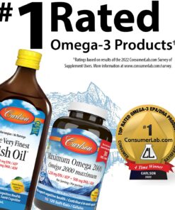 Carlson - Elite Omega-3 Gems,1600 mg Omega-3 Fatty Acids Including EPA and DHA,Norwegian, Wild-Caught fish oil Supplement,Sustainably Sourced Capsules, Lemon, 90+30 Softgels 15 71ZwtjGA5XL