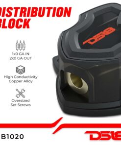 DS18 DB1020 Distribution Ground Block - 1 x 0GA in/ 2 x 0GA Out, Nickle Plated Internal Materials, High-Strength Heat Resistant Plastic Housing, Oversized Screws for Secure Connections (1 in 2 Out) Single 1X0GA in - 2X0GA Out Standard Packaging 16 71Zx2yUK7fL