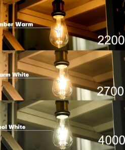Edison Light Bulb - E26 Light Bulb, 4W Equivalent Edison Bulbs 40 Watt, St64 Led Edison Bulb, Clear Led Vintage Light Bulbs Amber Warm 2200K, Dimmable Led Light Bulbs for Light Fixutres Decorative 6 33 71ZxWcFQITS