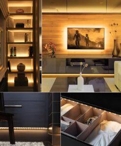 Alternative view of echosari Battery Powered Led Strip Lights with Remote Warm White, 8 Modes, Dimmable, Timer, Self-Adhesive, Cuttable, Waterproof, 9.8FT 90Led Strip Lights for TV Kitchen Cupboard Bedroom Decor