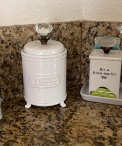 Mud Pie Ceramic Coffee Canister Door Knob Handle, White 26 71ZyYnWW8bL