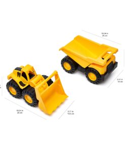 Amazon Basics Toy Construction Vehicle Set, Dump Truck and Bulldozer, Indoor/Outdoor, 10-Inch, Pack of 2, Yellow, 10.25" x 12" x 5.75" 47 71ZzDhbnXSL