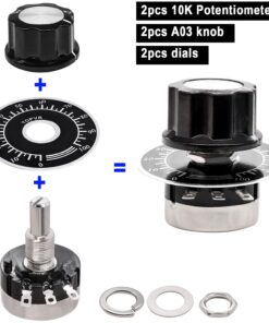 Taiss 2pcs RV24YN20S 10K Potentiometer Single Turn Carbon Film Rotary Taper Potentiometer Used for Inverter speed regulation Motor speed control + 2pcs A03 knob + 2pcs dials (B103 10K ohm) B103 10K ohm 12 71ZzQBfbTL