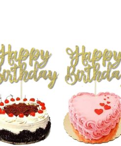 8 Pack Happy Birthday Cake Topper, 1st First Happy Birthday Cupcake Topper, Glitter Gold Decoration 17 71a0QE5VkrL