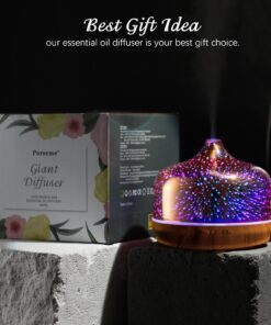 Porseme 500ml Essential Oil Diffuser 3D Glass Aromatherapy Ultrasonic Humidifier - Auto Shut-Off, Timer Setting, BPA Free for Home Hotel Yoga SPA Gift F2-500ml Rose Gold Giant 32 71a0k1cPHnL