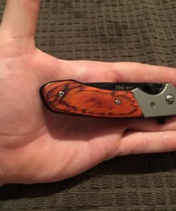 TAC FORCE Spring Assisted Folding Pocket Knife – Black Stainless Steel Drop Point Blade, Brown Wood Handle with Stainless Steel Bolster, Pocket Clip, Tactical, EDC, Rescue - TF-469 53 71a0mdcW9DL