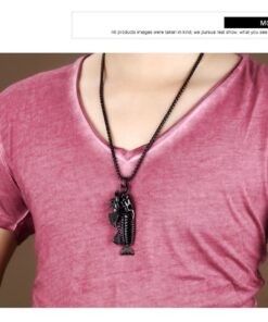 LOHOME Men's Fashion Necklaces Titanium Steel Steering Fishing Fish Bones Necklace for Men Gold Tone 13 71a3K kGqRL