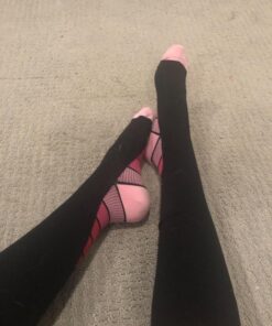 Physix Gear Compression Socks for Men & Women 20-30 mmhg Graduated Athletic for Running Nurses Shin Splints Flight Travel Black/Pink Small-Medium 29 71a3r6ut3PL